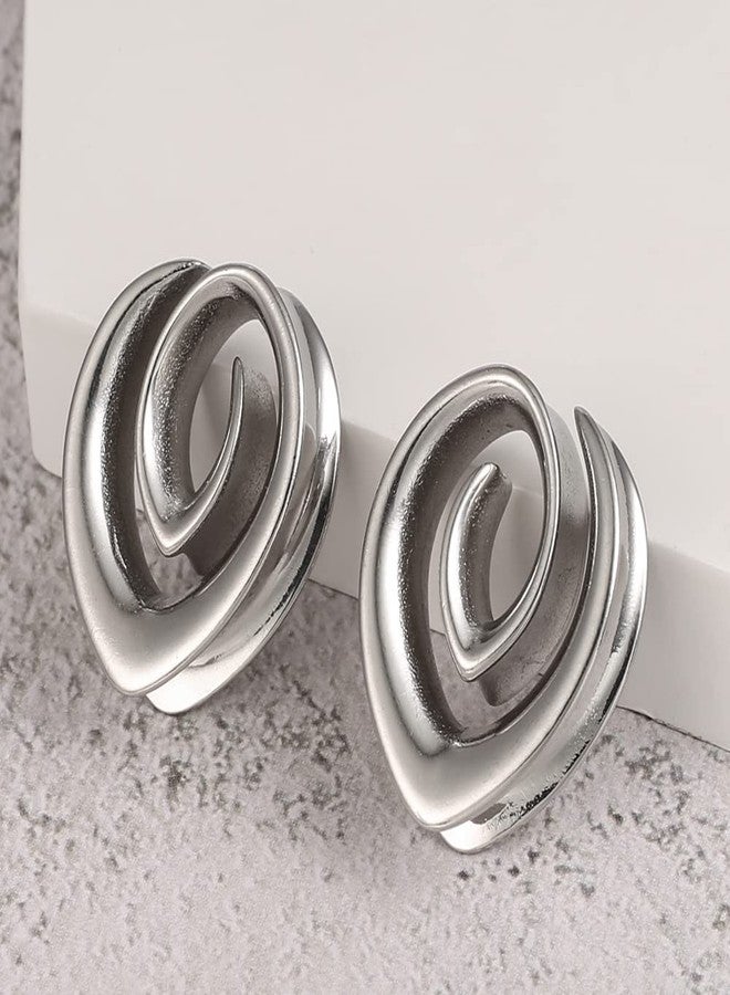 Earblity 2PCS 25mm/1" Silver Spiral Saddle Plugs Gauges Tunnels for Stretched Ears, Hypoallergenic 316 Stainless Steel Ear Tunnels Gauges Body Piercing Jewelry for Men Women - Image 3